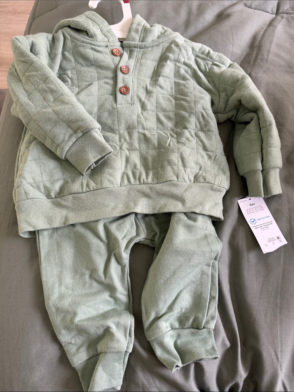 Carter's Sage Green Quilted Hoodie & Jogger Set